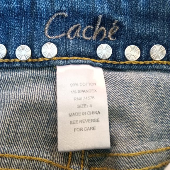 Cache Boot Cut Mid Rise Denim Jeans, Stud Details Excellent Y2K - Picture 7 of 7